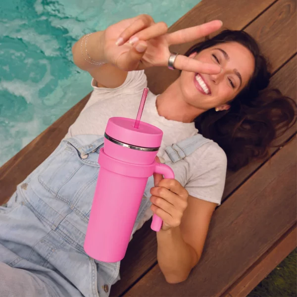 32oz All-Day Chill Tumbler with Handle" - Image 3